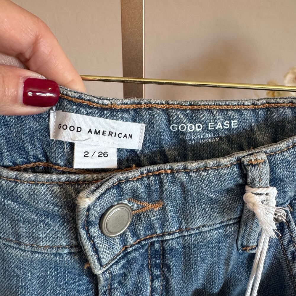 Good American Good Ease Mid-Rise Relaxed Carpenter Jeans NWT Size 2/26 - Picture 4 of 9